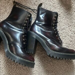 Dr. Martens Kendra Cherry Red Arcadia leather Heel Lace-Up Boots size 9